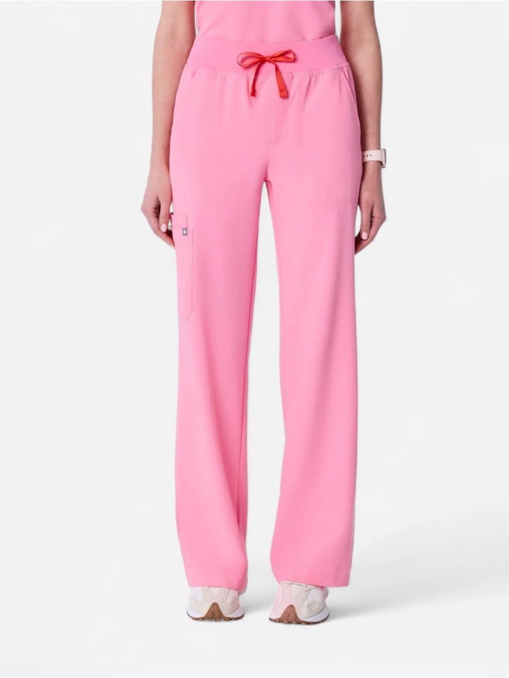 FIGS Sunrise Pink Isabel High Waisted Wide Leg Pants Lg -NWT